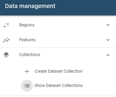 show dataset collections menu